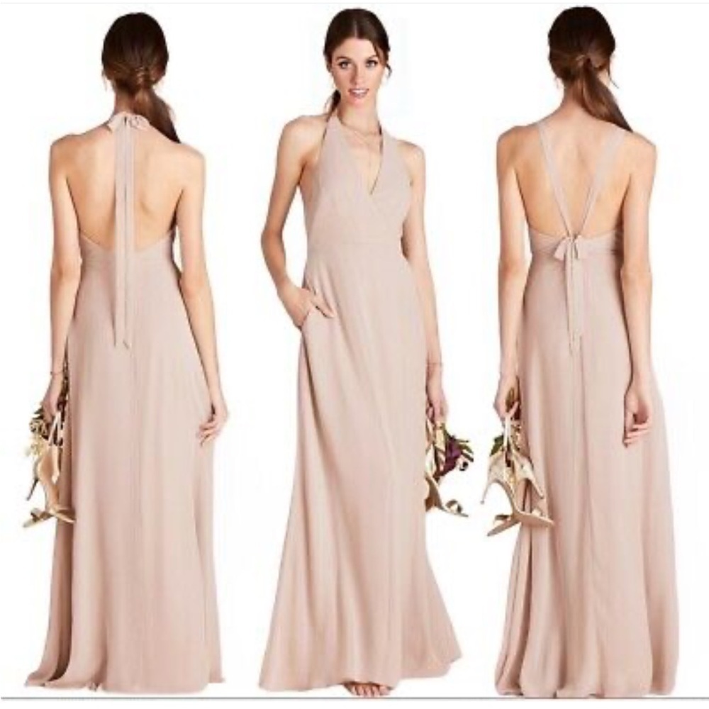 Birdy Grey Moni Women Maxi Dress Taupe Neutral Medium Convertible Bridesmaids